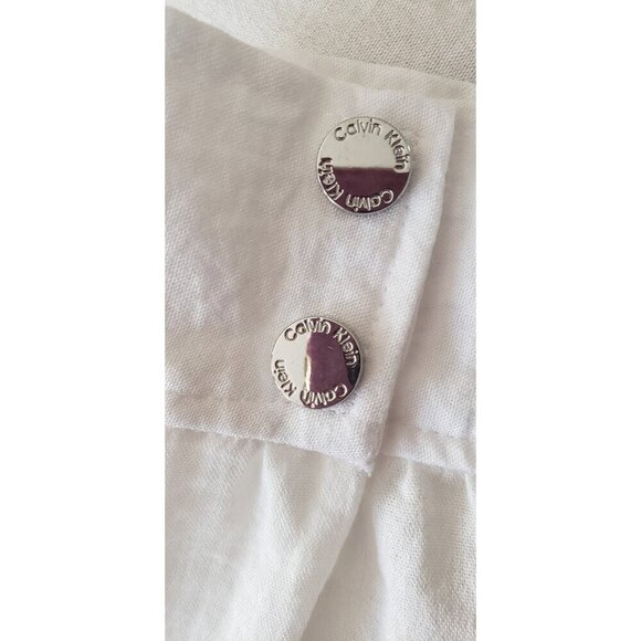 CALVIN KLEIN WHITE STAND UP COLLAR PEPLUM BELTED JACKET XLARGE - Picture 7 of 9